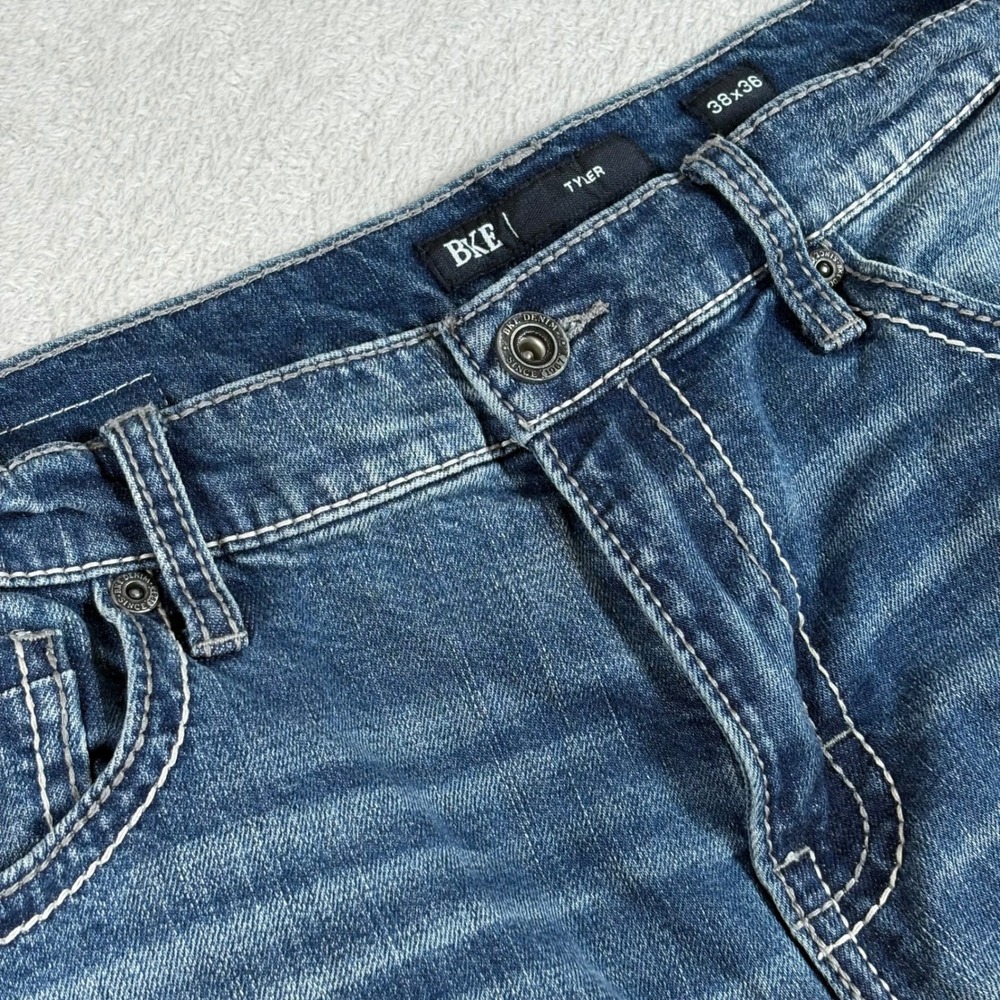 BKE Tyler Mens Straight Leg Jeans Medium Wash Stretch Denim 38x36